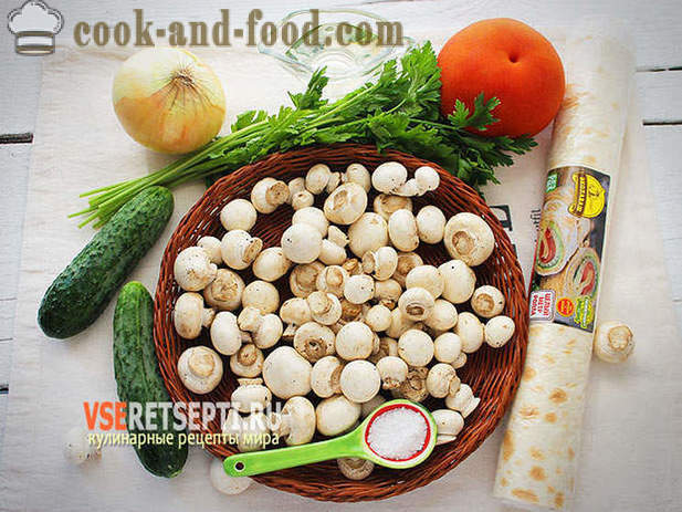 Pão de Pita com vegetais e cogumelos receita
