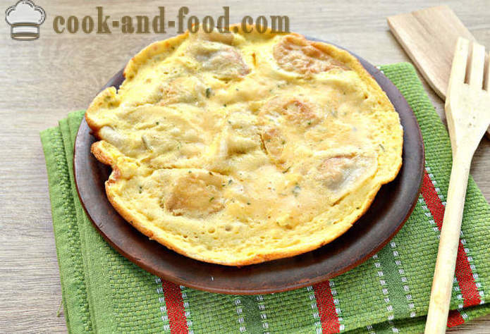 Omelete com bolinhos de massa na panela - como os bolinhos quentes deliciosos, um passo a passo fotos de receitas