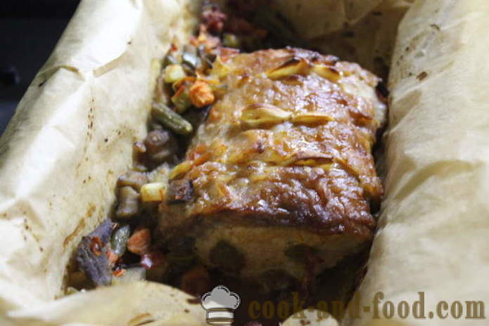 Carne de porco no forno, cozido com cogumelos e vegetais - como assar delicioso peito no forno, a receita com um poshagovіy foto