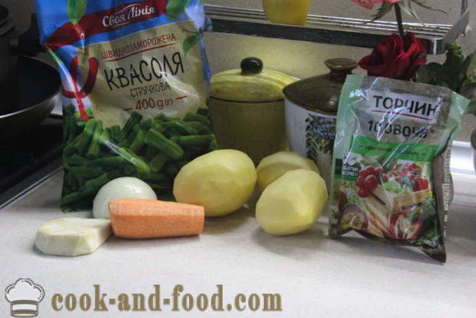 Sopa de legumes sem carne com feijão verde - como cozinhar uma sopa de legumes em casa, passo a passo fotos de receitas