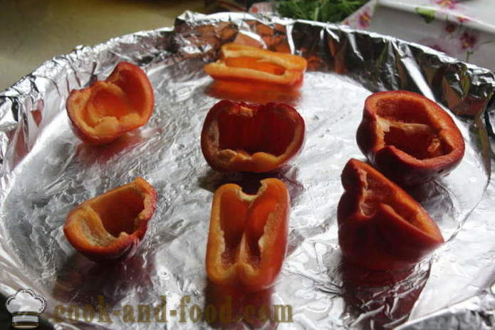 Pimentos recheados com carne picada com aipo picado - como assados ​​pimentos recheados no forno, com um passo a passo fotos de receitas