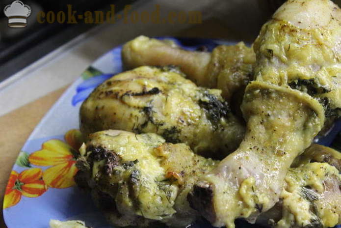 Recheado Pilão de galinha no forno - como cozinhar um delicioso frango pernas, um passo a passo fotos de receitas
