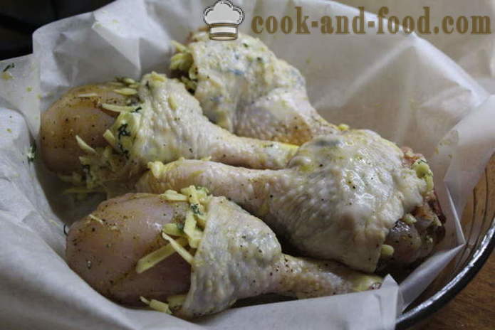 Recheado Pilão de galinha no forno - como cozinhar um delicioso frango pernas, um passo a passo fotos de receitas