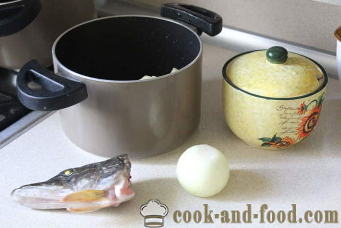 Sopa de peixe com a cabeça do pique chicoteado até - como cozinhar sopa de peixe a partir de um pique rapidamente, passo a passo fotos de receitas