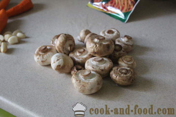 Cogumelos em coreano - como picles cogumelos em casa, fotos passo a passo receita