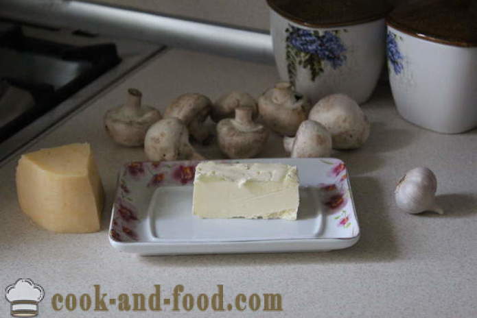 Fast food com cogumelos e queijo - cogumelos assados ​​como com queijo no forno, com um passo a passo fotos de receitas
