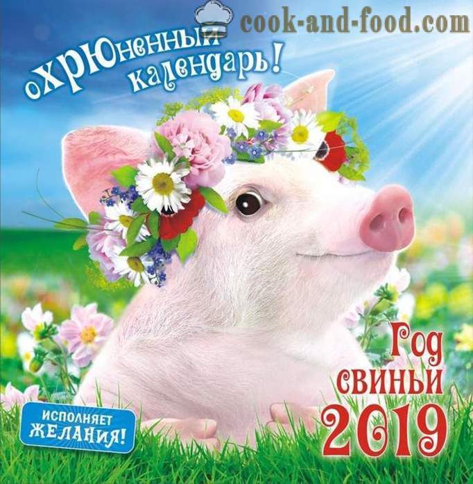 Calendário 2019 do Ano do Porco com imagens - Baixar calendário de Natal livre com porcos e javalis