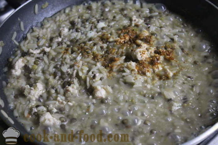 Pilaf com lentilhas, arroz e carne de frango - como cozinhar arroz pilaf de frango e lentilhas, com um passo a passo fotos de receitas
