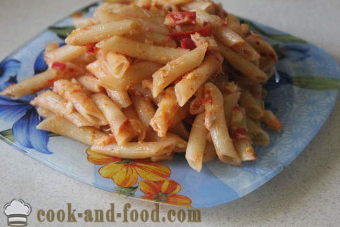 Massa italiana com tomate e peixe - como cozinhar macarrão com peixe e tomates, um passo a passo fotos de receitas