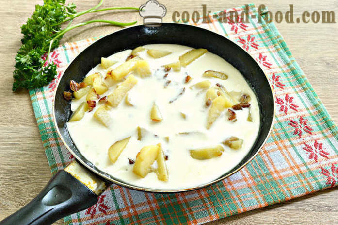 Batatas com cogumelos em creme de leite - como cozinhar cogumelos com batatas e creme de leite em uma panela, com um passo a passo fotos de receitas