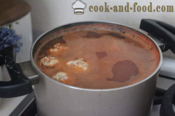 Simples sopa de lentilha vermelha com almôndegas e tomate - como cozinhar sopa de lentilhas vermelhas, com um passo a passo fotos de receitas