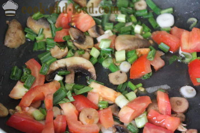 Massa com tomates, manjericão e cogumelos - como cozinhar um macarrão de cogumelos com manjericão e tomates, um passo a passo fotos de receitas