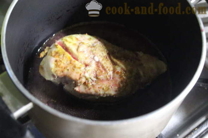 Peito de frango suculento cozido no forno com creme de leite - como cozinhar um delicioso peito de frango, um passo a passo fotos receita
