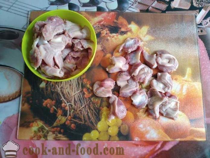 Moela de frango estufado em uma panela - como cozinhar um delicioso frango moela, fotos passo a passo receita