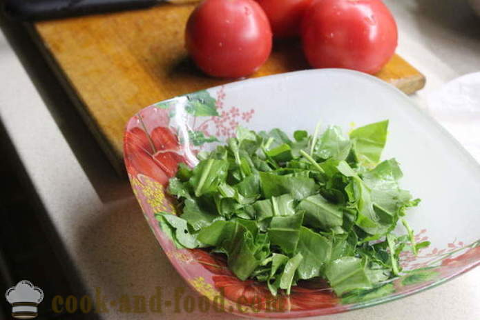Salada deliciosa com rúcula e tomate - como preparar uma salada de rúcula, um passo a passo fotos de receitas
