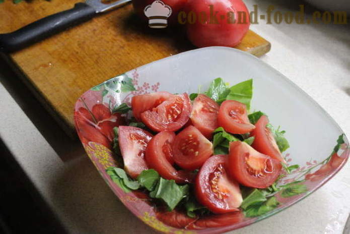 Salada deliciosa com rúcula e tomate - como preparar uma salada de rúcula, um passo a passo fotos de receitas