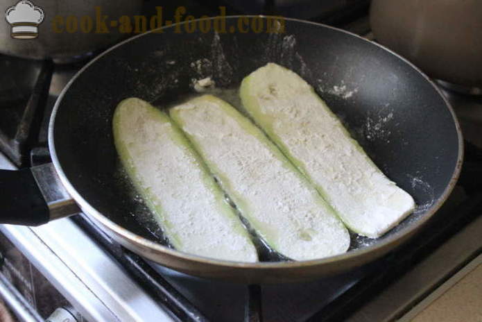 Rolos de abobrinha recheada com - como cozinhar deliciosas courgette fritos na panela, um passo a passo fotos de receitas