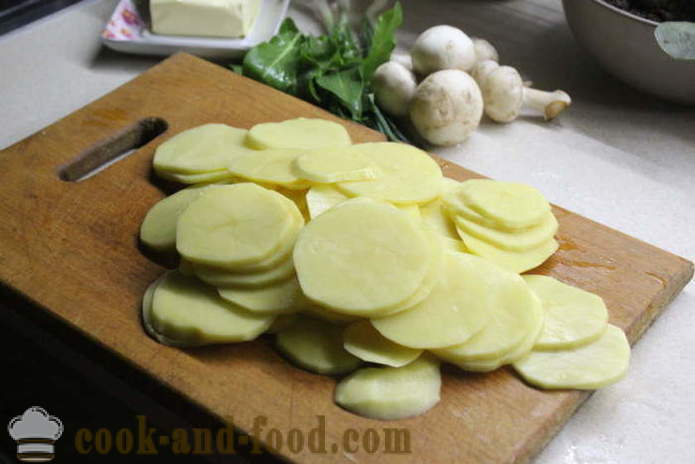 Caçarola de batatas cruas com cogumelos e azedinha - como fazer uma caçarola de batata com cogumelos, um passo a passo fotos de receitas