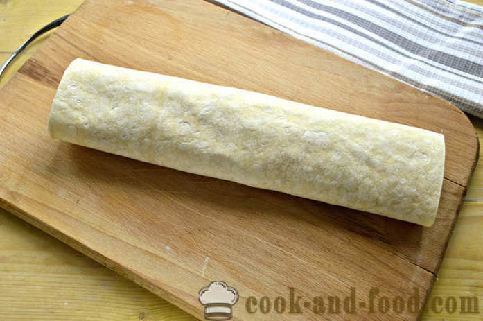 Aperitivo de pão pita com salsicha - como fazer pão pita recheado com salsicha, um passo a passo fotos de receitas