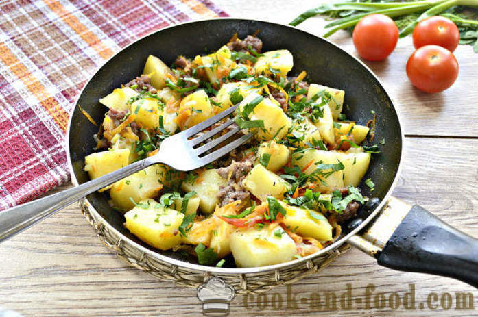 Batata cozida com carne e legumes - como cozinhar deliciosas batatas em uma frigideira, um passo a passo fotos de receitas