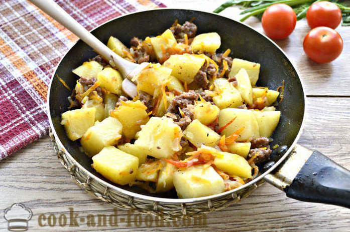 Batata cozida com carne e legumes - como cozinhar deliciosas batatas em uma frigideira, um passo a passo fotos de receitas