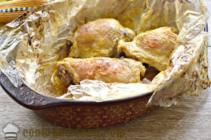 Coxas de frango assado no forno - como cozinhar as coxas de frango em uma luva com uma crosta, um passo a passo fotos de receitas