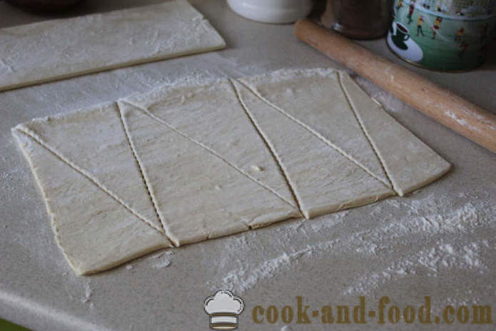 Croissants da massa folhada acabada - como fazer croissants com geléia da massa, com um passo a passo fotos de receitas