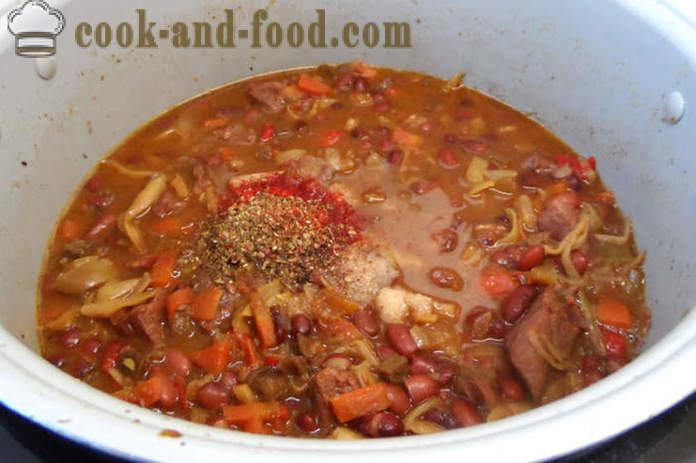 Espessa sopa Chili con carne - como cozinhar um clássico chili con carne, passo a passo fotos de receitas