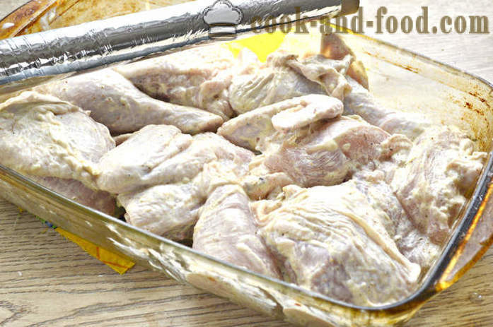 Os pedaços de frango no forno - frango assado como na maionese, um passo a passo fotos de receitas