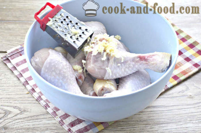 Baquetas delicioso frango no forno - como um delicioso Pilão de galinha cozida, um passo a passo fotos de receitas