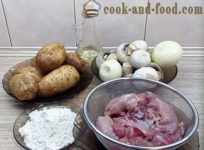Assado saboroso com batatas no forno - como cozinhar um assado com batatas, carne e cogumelos, um passo a passo fotos de receitas