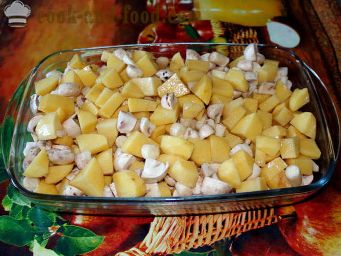 Batatas com cogumelos assados ​​no forno - batatas assadas como com cogumelos, um passo a passo fotos de receitas