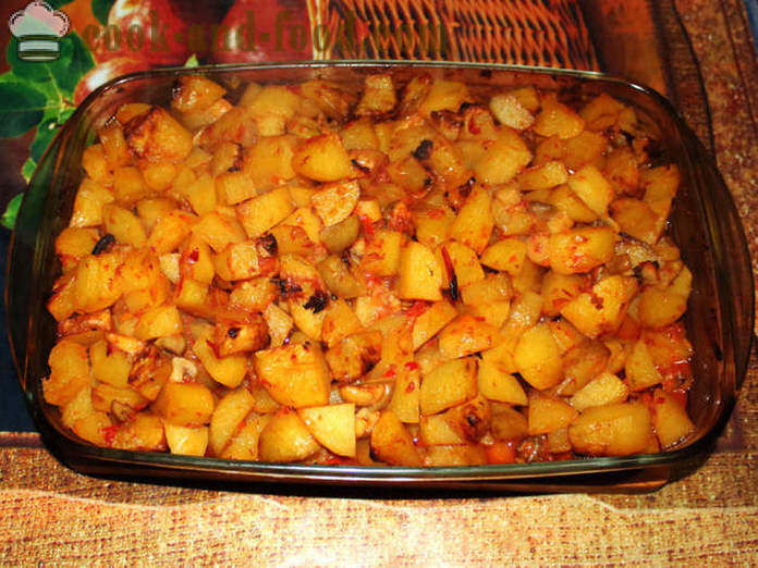 Batatas com cogumelos assados ​​no forno - batatas assadas como com cogumelos, um passo a passo fotos de receitas