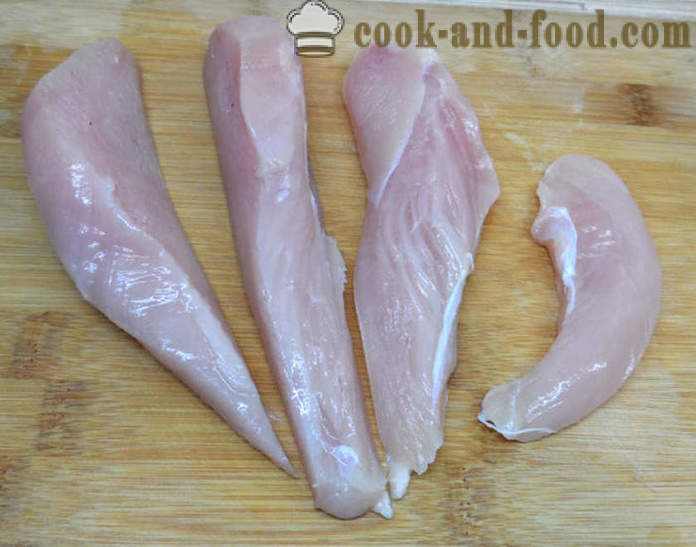 Peito de frango empurrou cozidas em casa - como fazer frango empurrou em casa, passo a passo fotos de receitas