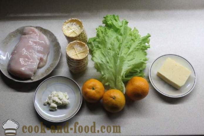 Salada de Ano Novo com peito de frango e tangerina - como preparar uma salada com frango e mandarins, um passo a passo fotos de receitas