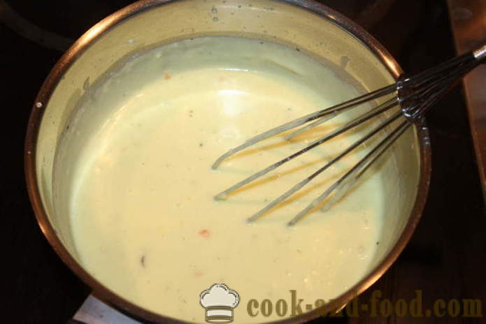 Lasagna com frango e molho de queijo e leite - como cozinhar lasanha em casa no forno, com um passo a passo fotos de receitas