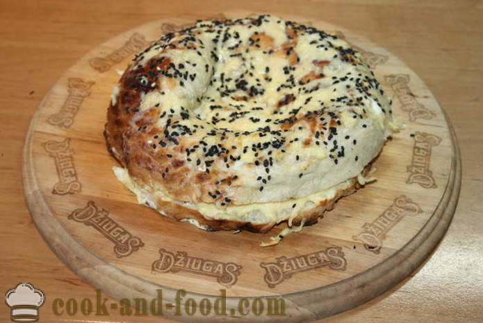 Pão Uzbek com queijo no forno - como cozinhar sanduíches quentes com queijo em casa, passo a passo fotos de receitas