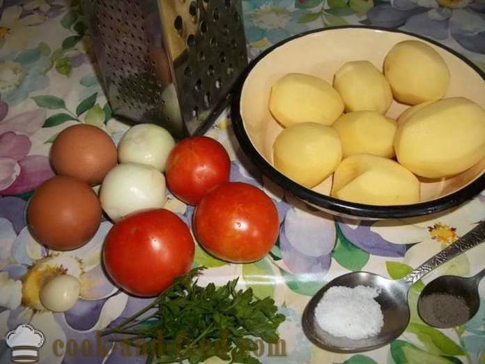 Panquecas feitas de batata com tomates - como fazer panquecas de batata, com um passo a passo fotos de receitas
