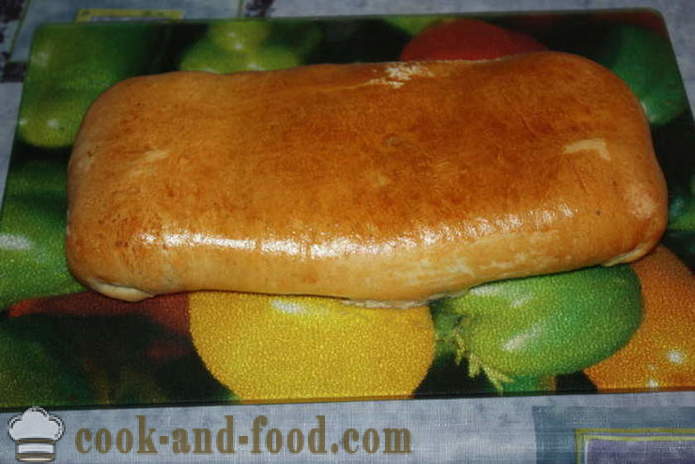Levedura bolo de massa folhada recheado com frango e batatas - como assar um bolo com frango e batatas no forno, com um passo a passo fotos de receitas