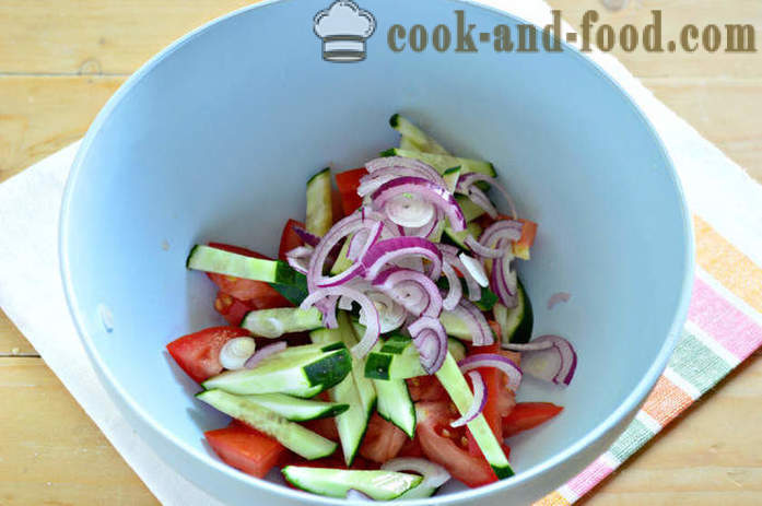 Salada deliciosa com couve chinesa e vegetais - como fazer uma salada de repolho chinês, tomates e pepinos, com um passo a passo fotos de receitas