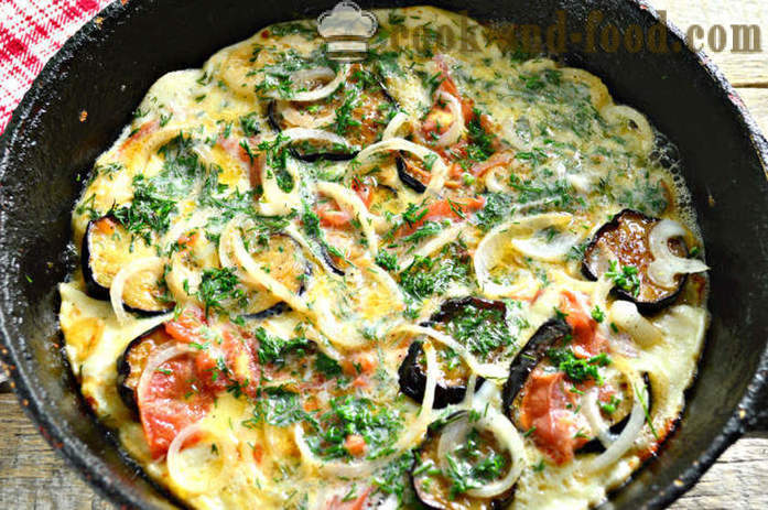 Omelete com beringelas e tomates - Como preparar berinjela frita com ovos e tomates, um passo a passo fotos de receitas