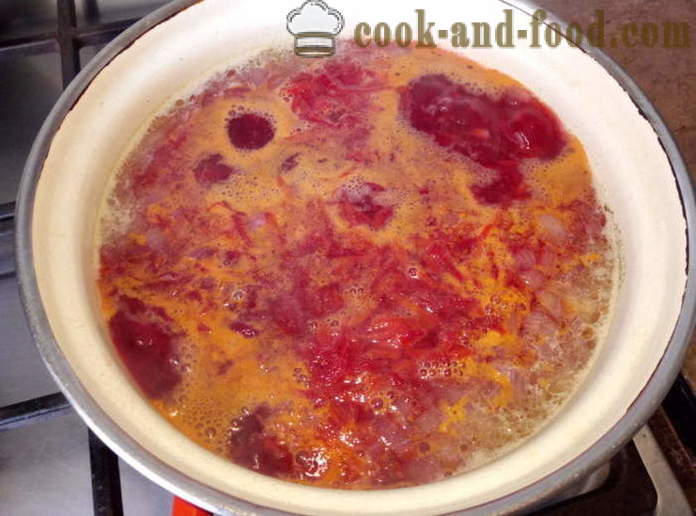 Sopa com beterraba e conserva tomates - como cozinhar sopa, um passo a passo fotos de receitas