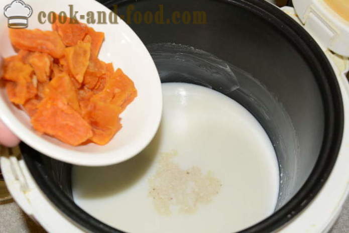Mingau de arroz delicioso com leite em multivarka - como preparar mingau de arroz de leite, um passo a passo fotos de receitas