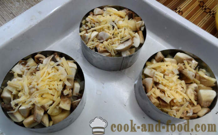 Rissóis massa folhada no forno assado com cogumelos e molho - como cozinhar almôndegas suculentas no forno, com um passo a passo fotos de receitas