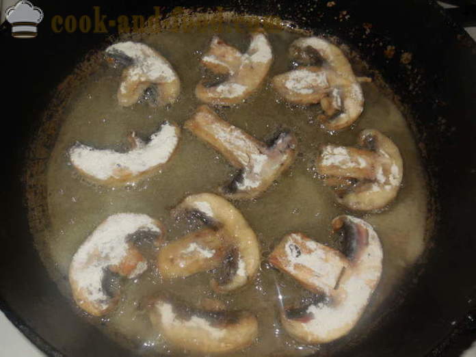 Cogumelos fritos em uma panela - fry como cogumelos em farinha, um passo a passo fotos de receitas