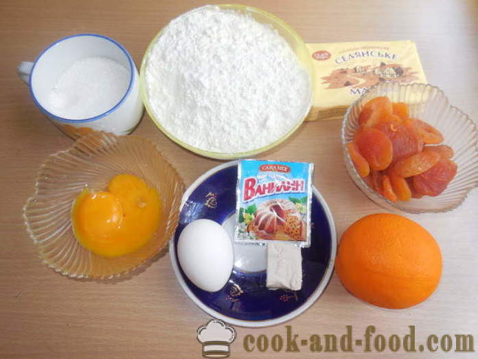 Bolo de Easter com suco de laranja ou bolo-kraffin de massa de biscoito, como cozinhar, um passo a passo fotos de receitas