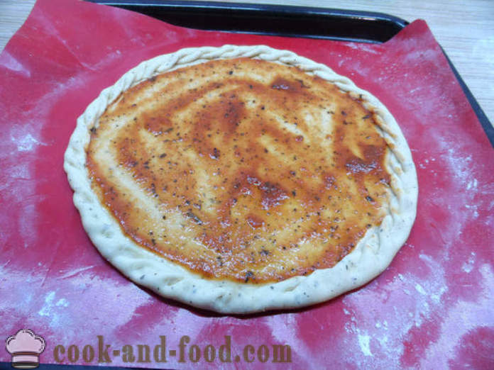 O mais simples pizza caseira aos trancos e barrancos e as melhores coberturas para a pizza - como cozinhar levedura pizza, um passo a passo fotos de receitas