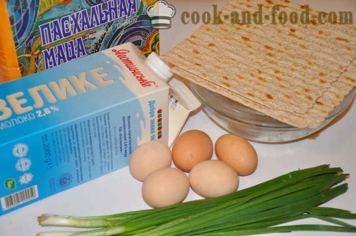 Omelete com matzo - simples pratos da Páscoa judaica, como cozinhar com ovos matzo, um passo a passo fotos de receitas