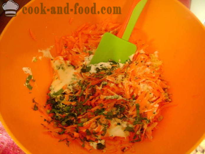 Maionese deliciosa salada com alho selvagem, cenoura, alho e nozes - como cozinhar salada de cenoura com alho selvagem, com um passo a passo fotos de receitas