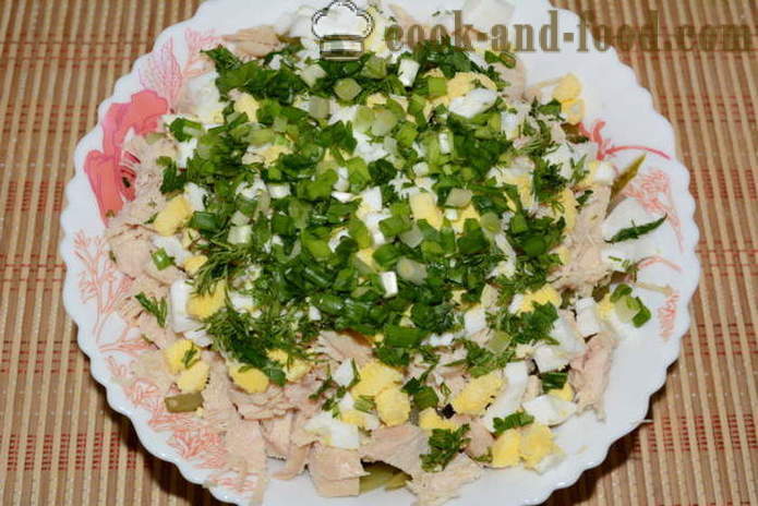 Salada de aipo com frango, ovo, pepino e maionese - Como preparar uma salada de aipo, um passo a passo fotos de receitas